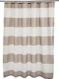 Amazon Basics - Tenda da doccia in tessuto con motivo stampato a righe, 180 x 200 cm, colore: grigio