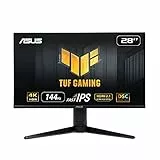 ASUS TUF Gaming VG28UQL1A Monitor Gaming 28”, 4K UHD (3840x2160), Fast IPS, 144Hz, 1ms, G-SYNC, FreeSync Premium, DisplayHDR 400, ELMB, Riduzione Luce Blu, Variable Overdrive, Regolabile, Nero