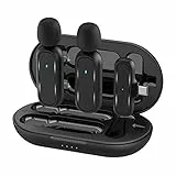 Wireless Microfono Lavalier,Gimpro MC1X(C) 2.4GHz Microfono Lapel 【TYPE-C】2TX&1RX con 3 modalità Denoise e custodia di ricarica per telefono Andriod Youtube,Microfono-Wireless-Cellulare-Smartphone-USB
