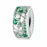 Stopper Clip Bead per braccialetti Pandora, Charm fermaglio distanziatore a foglia in argento 925