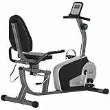 HOMCOM Cyclette Orizzontale Recumbent con 8 Livelli di Resistenza, Monitor LCD e Seduta Regolabile, in Acciaio e ABS, 122-137x62x103cm