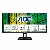 AOC U34E2M - Monitor WQHD da 34 pollici, 100 Hz, 4 ms, sincronizzazione adattiva (3440x1440, HDMI, DisplayPort), colore nero