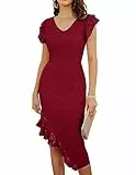 GRACE KARIN Abito Vintage con Paillettes Donne Senza Maniche con Scollo a V Party Classic Rockabilly Cocktail Rosso 2XL
