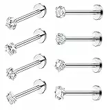 YADOCA 8 Pezzi Labret Piercing Naso Stud per Donna Uomo 16G Acciaio Inossidabile Monroe Piercing Cartilagine Trago Elica Anteriore Orecchino Piercing Gioielli Naso Piercing 6mm 8mm 10mm
