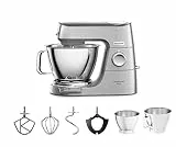 Kenwood Titanium Chef Baker Silver KVC85.004SI, Impastatrice Planetaria, Bilancia Integrata, 3 Ganci e Fruste per Miscelazione in Acciaio Inox e Frusta Gommata, Ciotole da 5L e 3,5L, 1200W, Argento
