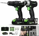 Galax Pro - Trapano combinato 20 V, avvitatore a batteria, 30 Nm, avvitatore a cavallo, 100 Nm, con 1 batteria da 1,3 Ah, kit di caricabatterie, accessori 11 pezzi e borsa per attrezzi