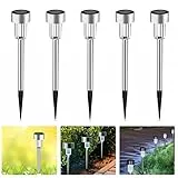 LEDGLE Lampade Solari Giardino LED Faretti Esterno da Terra Illuminazione Pathway Luci IP44 Impermeabile per Prato, 5 Pezz