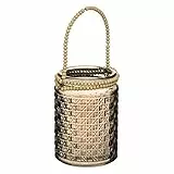 Portacandele tropici in perle di vetro e legno d10xh13cm