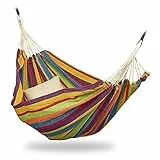 Relaxdays Amaca da Giardino in Cotone, LxP 150x190 cm, Sedia Sospesa con Moschettone, Custodia, fino a 300 kg, Colorata