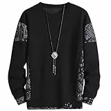 JJdocvanatic Felpa Uomo Senza Cappuccio Leggera Pullover Lunga Sweatshirt Unisex Girocollo Maglione Uomo Nera Grigio Bianco