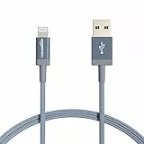 Amazon Basics - Cavo di ricarica Lightning/USB-A, certificato MFi, in nylon intrecciato, per iPhone, grigio scuro, 0,9 m, confezione da 2