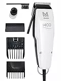 Moser 1400 tagliacapelli professionale con cavo, inclusi 2 pettini guida, lame completamente in metallo, regolazione della lunghezza di taglio variabile con 5 posizioni bloccabili da 0.7 - 3 mm