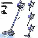 EICOBOT A10 Aspirapolvere Senza Fili, Scopa Elettrica Senza Fili 6 in 1, potente 20Kpa, 30Mins Batteria Rimovibile, capacità 1,2L, luce LED, Adatto per tappeti, pavimenti duri, capelli, Blu Dodge