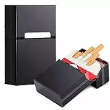 LRiQi Portasigarette in alluminio con chiusura magnetica, 2 pezzi Portasigarette Portatile da Uomo Donna, Portasigarette in Metallo Leggero per 20 Sigarette, Porta Sigarette (Nero)