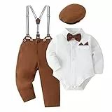 SOLOYEE Completini e Coordinati Bambino Battesimo Abiti Bimbo 3 Pezzi Neonato Completo Cerimonia Bianco, 3-6 Mese