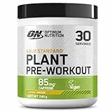 Optimum Nutrition Gold Standard Plant Pre-Workout, Miscela in Polvere Plant Based con Caffeina, Integratore Alimentare Vegano Pre-Allenamento per Uomo e Donna, Gusto Limonata, 30 Porzioni, 240 g