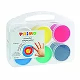 PRIMO- Tempera a Dita in vasetto, Valigetta Multiuso, 6 Colori x 100 g, Multicolore, (Confezione da 6), 221TD100SP