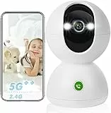 2.5K Telecamera Wi-Fi Interno, 360°PTZ Videocamera Sorveglianza Interno WIFI con 4MP Visione Notturna, Allarme, Tracciamento del Movimento, Chiamata con un Clic, Audio Bidirezionale, 2.4G/5Ghz WIFI
