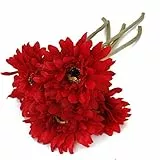 Healifty - Gerbera artificiale realistica con fiori di margherita, bouquet da sposa per casa, giardino, festa di nozze, decorazione per vaso (rosso)