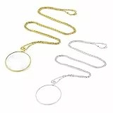 Yolev 2 Pezzi 5 Lenti d'Ingrandimento Monocolo con Catena Pendente in Lega per Libri Lettura di Giornali Accessori Cosplay