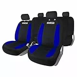 Sparco SPS431BL - Set coprisedili, 9 pezzi, colore: nero/blu