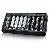 Powerowl Batterie Ricaricabili AA AAA Con Caricabatterie 8 Slot (Ricarica Rapida USB, Slot Indipendente) (Caricabatterie+4*AA+4*AAA)