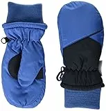 Amazon Essentials Kids' Ski Mittens Guanti, Nero Blu, 9-10 Anni
