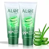 ASYBO 200x2 ML Gel di Aloe Vera – Idratante Viso e Corpo di Aloe Vera Pura 99% Organica, Crema Naturale di Aloe per Pelle Secca, Scottature Solari, Acne, Lenitiva e Idratante