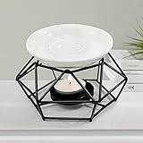 Bruciatore di essenze, bruciatore a olio in metallo e ceramica, diffusore di aromi portacandele, bruciatore di cera geometrico per casa ufficio camera da letto soggiorno yoga decorazioni regali