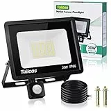 Tailcas 30W Faretto Led da Esterno con Sensore di Movimento, IP66 Impermeabile Faro Led Esterno 2700LM, 36 Leds 6500K Bianca Fredda -Luce a Led da Interno ed Esterno per Garage Cortile Giardino