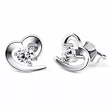 B.Catcher orecchini da donna cuore in argento s925 con zircone a perno cuoricini