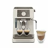 De'Longhi - Stilosa EC235.CR, Macchina da caffè manuale, sistema cappuccino, caffè in polvere o Capsule ESE, serbatoio da 1 litro, 1100 W, caldaia in acciaio inossidabile, 1100 W, colore crema