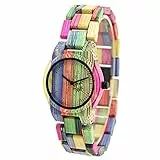 BEWELL Orologio bambù da regalo per donna, Miglior regalo W105DL Movimento al quarzo giapponese orologio da polso naturale fatto a mano con cinturino regolabile