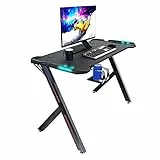 Arreditaly Scrivania Gaming Desk Postazione Computer PC Con LED Completa Di Accessori Tavolo Studio Salvaspazio Con Piedini Regolabili Disegno Soggiorno Camera Gamer Rockstone 120 x 61 x 73 Cm Nero
