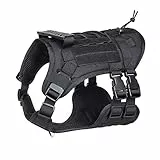 FEimaX Pettorina Cane Tattica Imbracatura Militare Gilet per Cani Regolabile con Manico Pannelli Molle e Loop per Cani di Piccola Media Grande Addestramento Passeggiate (L, Nero)
