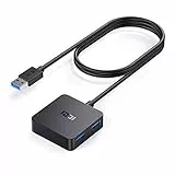 ICZI Hub USB 3.0 con 4 Porte USB 3.0, Splitter Dati USB Compatto e Ultrasottile con Cavo Lungo 4 Piedi Adatto per MacBook Pro, Mac Mini, iMac, Surface Pro, Android TV box, Nintendo Wii, Notebook …