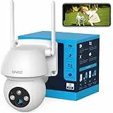 GNCC 2K Telecamera Wi-Fi Esterno 360 Gradi PTZ Telecamera Esterno con Colore Visione Notturna, Tracciamento Automatico, IP66 Impermeabile, Rilevamento del movimento, Audio Bidirezionale (K1Pro)