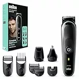Braun Regolabarba Tagliacapelli Uomo, Rasoio Elettrico Barba e Capelli, 8-In-1 Styling Kit Ideale Per Barba, Capelli, Naso e Orecchie, 80 Minuti Di Utilizzo Senza Fili, Idea Regalo, MGK3441