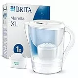 BRITA Caraffa Filtrante Marella XL Bianca (3.5L) incl. 1 Filtro MAXTRA PRO All-in-1 Adatta alla Porta del Frigorifero con Memo Digitale e Coperchio Ribaltabile