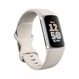 Fitbit by Google Charge 6 Activity tracker con abbonamento Premium di 6 mesi incluso, 7 giorni di durata della batteria, Google Wallet e Google Maps - Grigio creta / Alluminio grigio argento