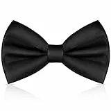 URAQT Papillon Uomo, Regolabile con Gancio, Papillon Pre-legati in Tinta Unita per Bambini Adulto, Cravatta a Farfalla Già Annodato in Diversi Colori per Feste, Matrimonio(Nero)