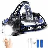 Linkax Torcia Lampada Frontale LED Lampada da Testa Ricaricabile USB Zoomable Impermeabile con 3 Modalit Luce da Testa per Attività Outdoor Campeggio Escursione Pesca (Batterie 18650 incluse)