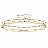 QianSiLi Bracciale Donna Oro, Set Di 2 Bracciali A Catena Per Donna Regolabile Placcato Oro 18k Con Zirconi 5a, Gioielli Regalo Natale Compleanno Festa Della Mamma Per Lei Moglie Mamma Sorella Amica