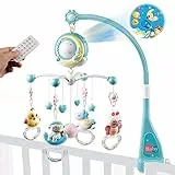 Mini Tudou Musicale Culla Mobile per Bambini con Temporizzato & Proiettore & Luci,Sonagli Rotanti,Telecomando Scatola Musicale con 150 melodie,Giocattolo per Neonati 0-24 Mesi