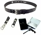 JEO-TEC Cintura da Uomo Bushcraft con Accessori Fibbie, Borsa, Pietra Focaia, Larghezza 38 mm, Pelle, Fatta a mano in Spagna