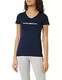 Emporio Armani V Neck T-Shirt Iconic Logoband, T-shirt Donna, Blu Marino, L