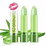 Lishang 2 Pezzi Verde Rossetto Cambia Colore Lunga Durata Idratante Rossetto Impermeabile Balsamo Labbra Aloe per Donna Ragazze Riparazione Labbro Cura Delle Labbra Regalo Compleanno Natale (2pezzi)