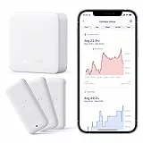 SwitchBot Termometro Wi-Fi igrometro 3 Pezzi con Hub Mini, IP65 impermeabile sensore di temperatura/umidità interno esterno con notifica app e archiviazione dati gratuita, supporta Alexa