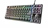 Trust Gaming Tastiera GXT 833 Thado, in Metallo con illuminazione LED Multicolore, Layout Italiano QWERTY, Design Compatto TKL (più piccolo del 20%), Anti-Ghosting, USB Plug & Play, PC/Computer