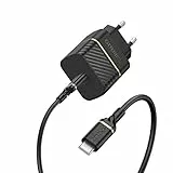 OtterBox EU Caricatore murale USB-C PD 20W con cavo resistente USB-C a USB-C, kit Fast Charging per Smartphone e Tablet, design anti cadute ultra durevole, Nero